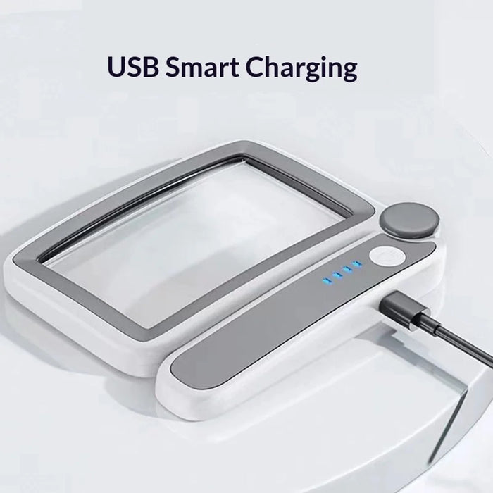 Rechargeable 10-LED Magnifying Glass Handheld Folding Magnifier with Light for Reading Electronics Repair - White - 3