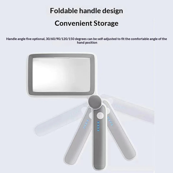 Rechargeable 10-LED Magnifying Glass Handheld Folding Magnifier with Light for Reading Electronics Repair - White - 4
