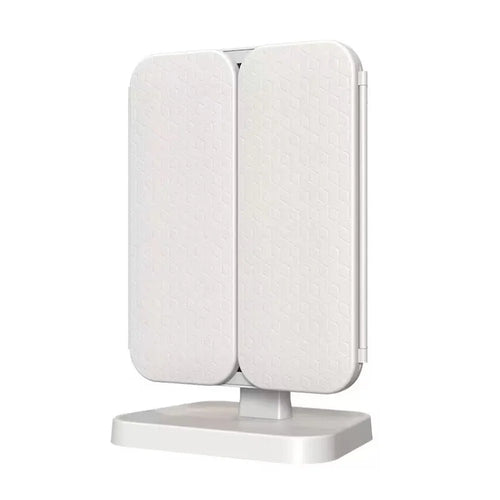 WS-001S LED Makeup Mirror 3 Color Lighting 2X/3X Magnification Desktop Tri-fold Vanity Mirror - Beige - 1