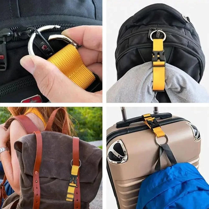 19cm Luggage Hook Carabiner Clip Adjustable Strap Plastic Buckle Metal Spring Hook Strap for Suitcase Backpack - Gray - 3
