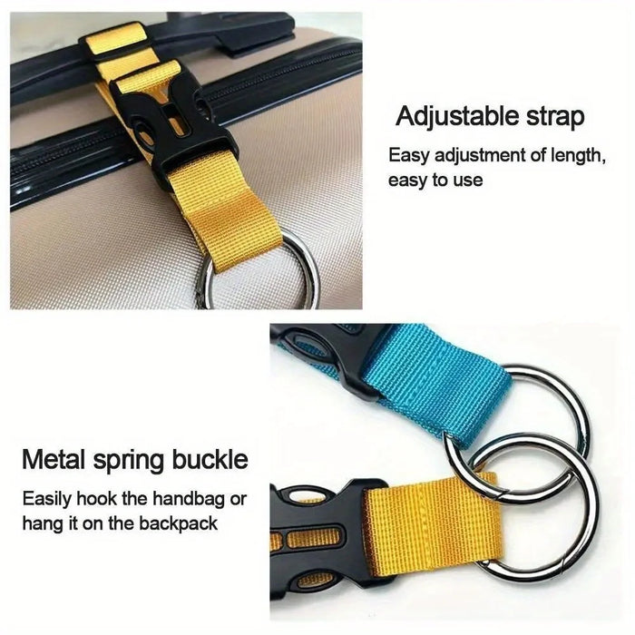 19cm Luggage Hook Carabiner Clip Adjustable Strap Plastic Buckle Metal Spring Hook Strap for Suitcase Backpack - Gray - 4