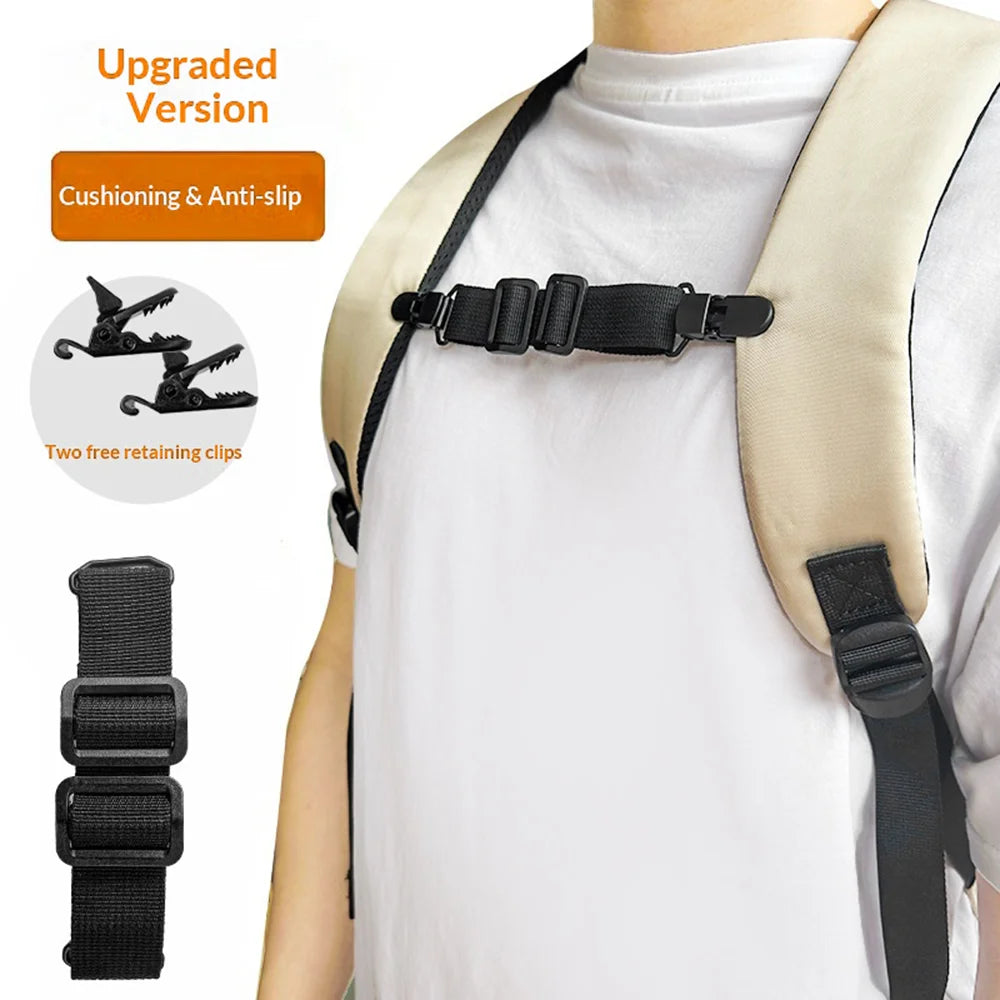 2.5cm Width Nylon Backpack Anti-Slip Shoulder Strap Clip 19-29cm Adjustable Bag Accessories for Adult - Black - 3