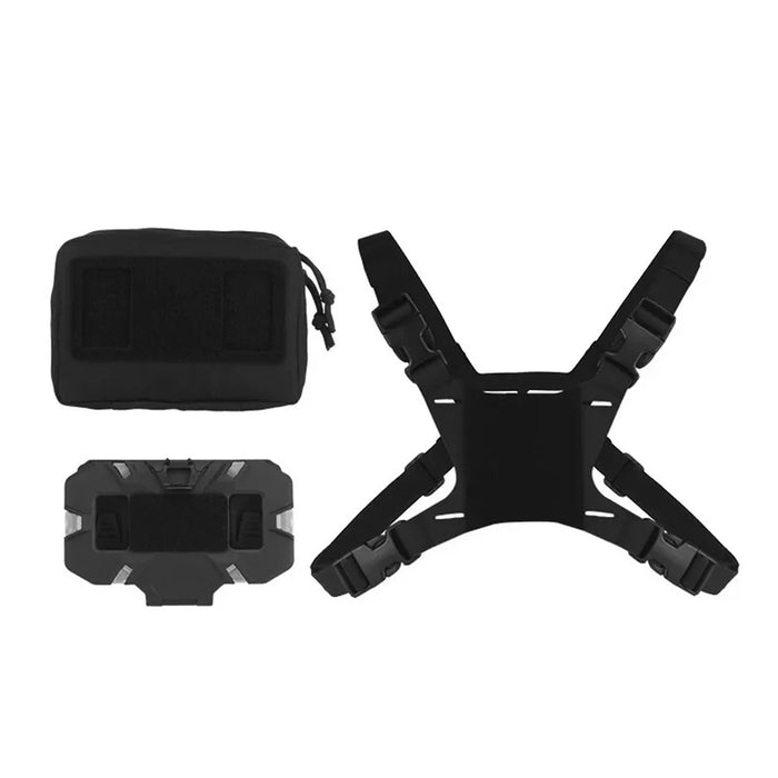 Foldable Tactical Vest Phone Mount MOLLE Navigation Holder Chest Harness for Military Training - Black - 1