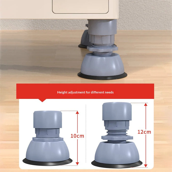 4Pcs Universal Washing Machine Base Stand Adjustable Height Anti Vibration Foot Pads for Dryer Refrigerator - Gray - 7