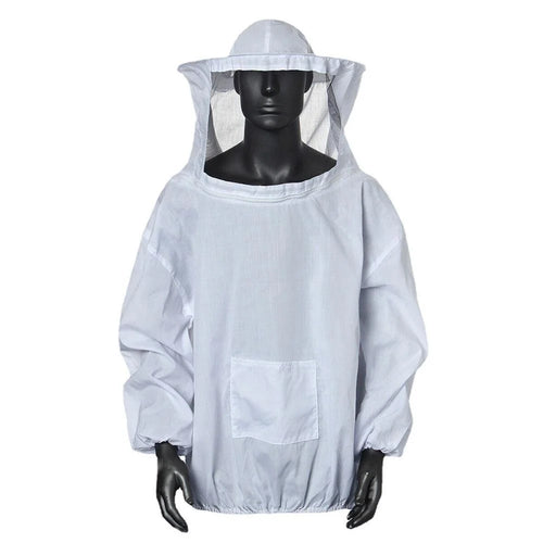 Beekeeping Top with Fencing Veil and Zipper Hood Hat for Professional Beginner Beekeepers Protective Clothing - White - 1