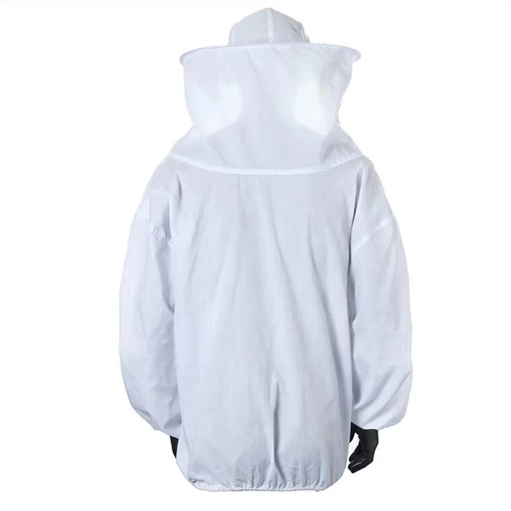 Beekeeping Top with Fencing Veil and Zipper Hood Hat for Professional Beginner Beekeepers Protective Clothing - White - 7