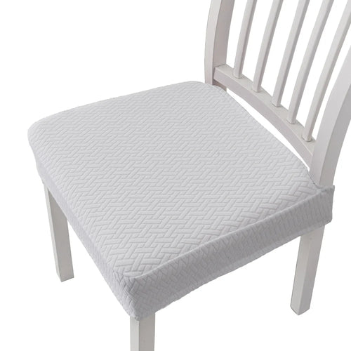 Chair Seat Cushion Cover Plaid Jacquard Stretch Dining Chair Slipcover for Home Hotel Restaurant - White - 1