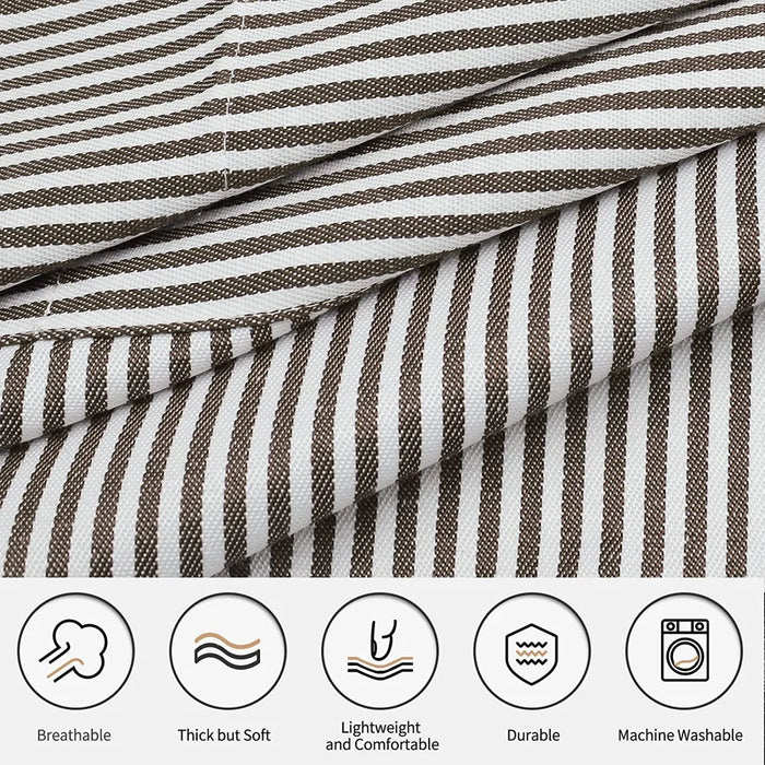 Adjustable Striped Halter Neck Apron with 2 Pockets for Kitchen Restaurant Gardening Cafe - Black Thin Stripe - 3