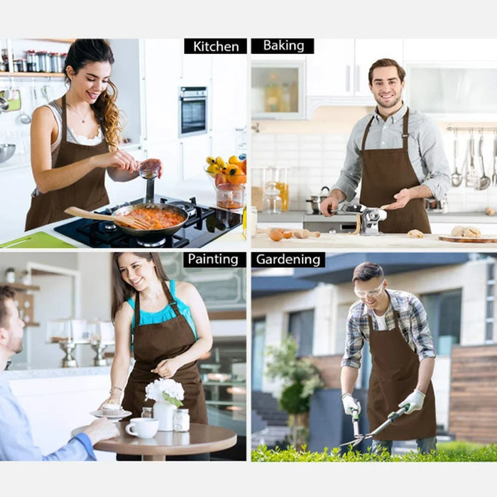 Adjustable Neck Apron Stain-Resistant Oversized Work Apron for Kitchen Cooking Gardening - White - 3
