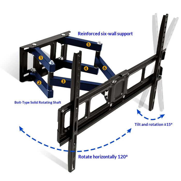ZX-101S Heavy Duty TV Wall Mount Swivel Tilt Bracket for 32-75 inch LCD LED Display - Black - 2