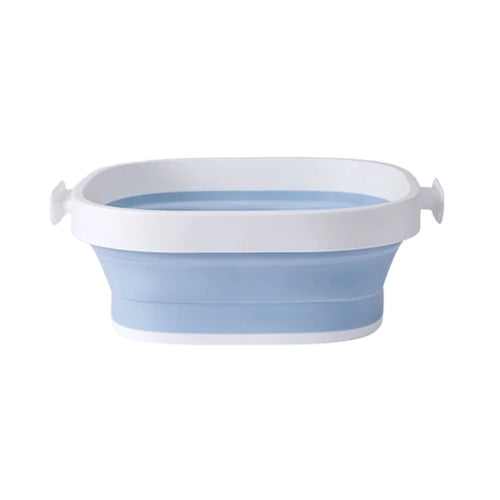 Size S Foldable Wash Basin Portable Space-Saving Collapsible for Face Washing and Laundry - Blue White - 1