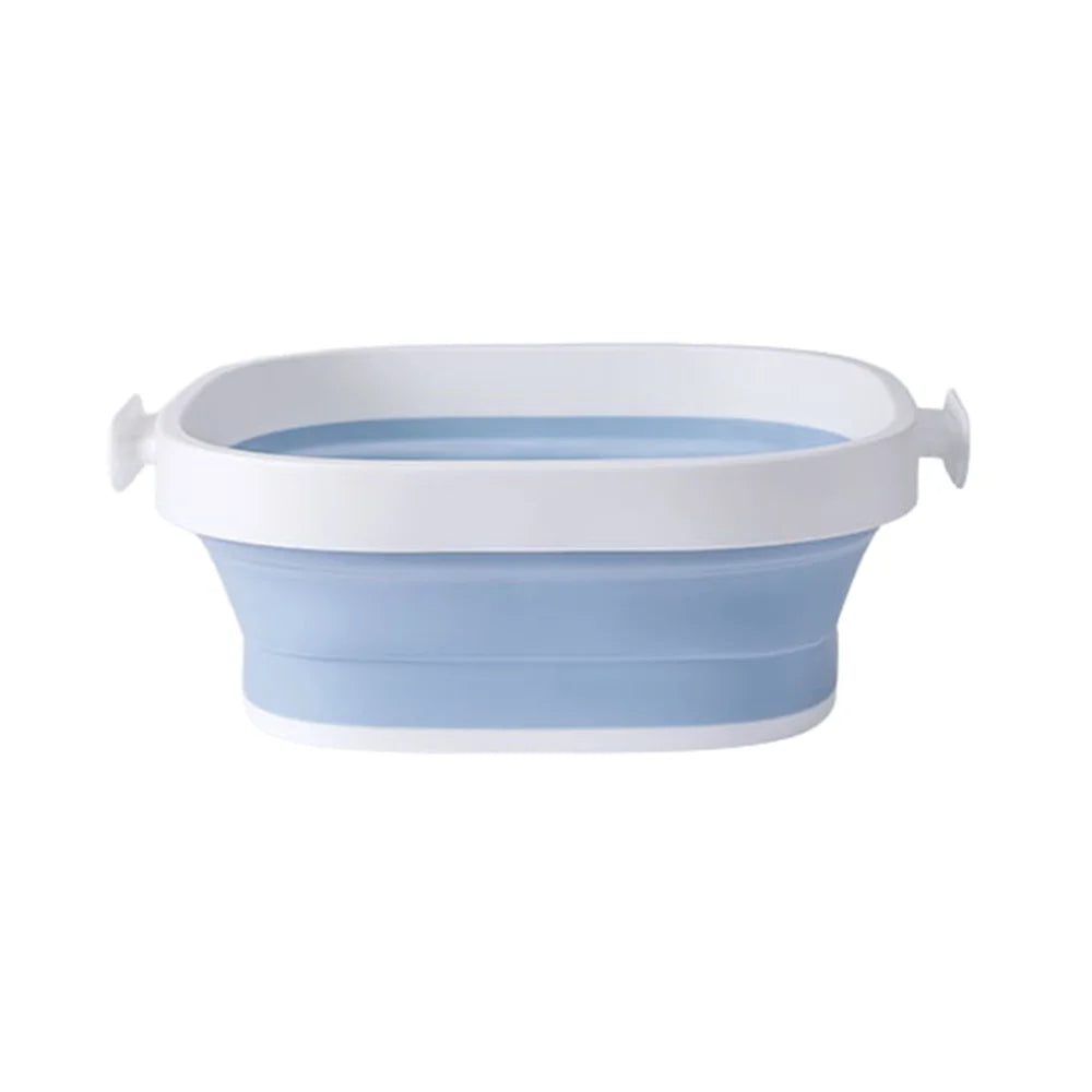 Size S Foldable Wash Basin Portable Space-Saving Collapsible for Face Washing and Laundry - Blue White - 1
