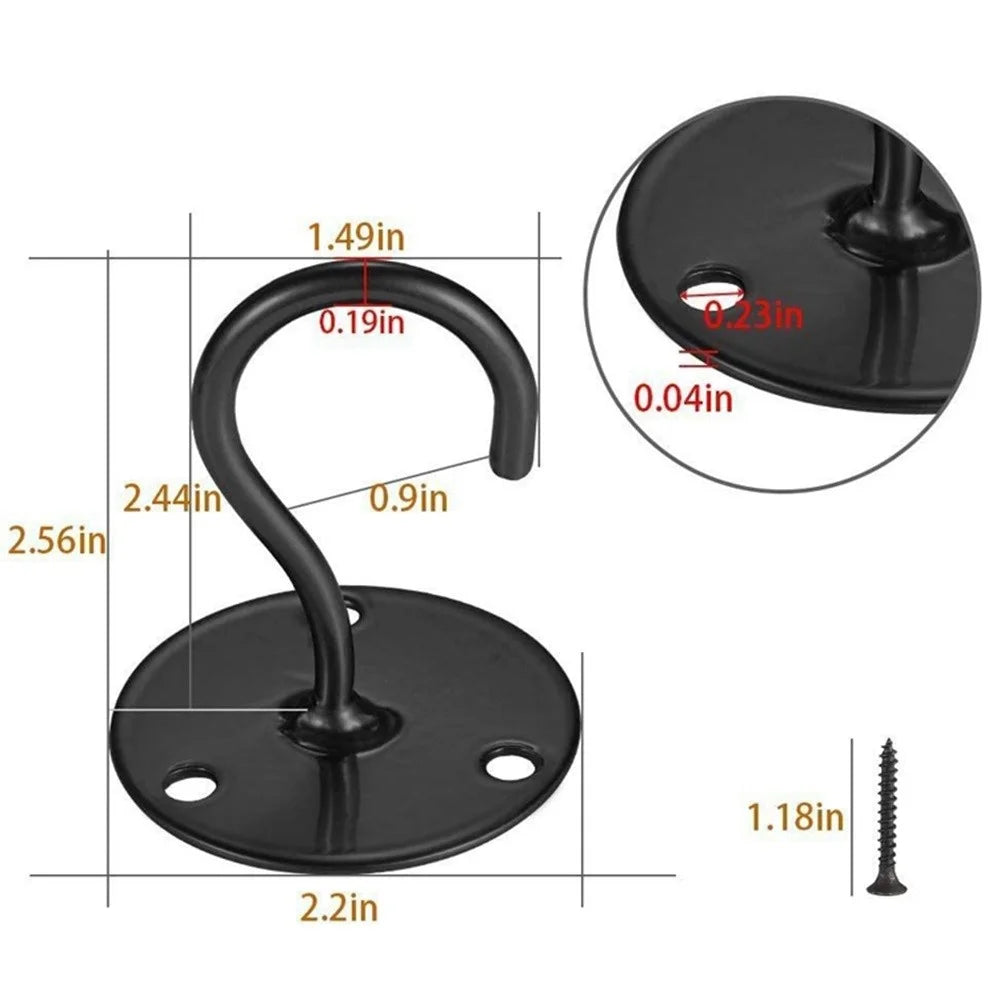 DN-189 4Pcs Iron Ceiling Hookd Balcony Plant Flower Basket Hookd with Mounting Screws and Expansion Tubes - Black - 5