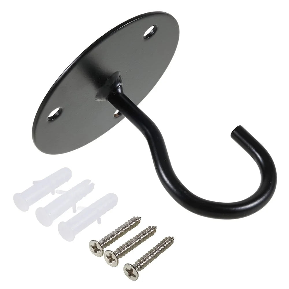 DN-189 4Pcs Iron Ceiling Hookd Balcony Plant Flower Basket Hookd with Mounting Screws and Expansion Tubes - Black - 6
