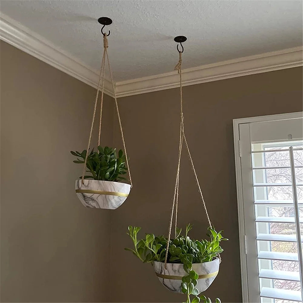 DN-189 4Pcs Iron Ceiling Hookd Balcony Plant Flower Basket Hookd with Mounting Screws and Expansion Tubes - Black - 7