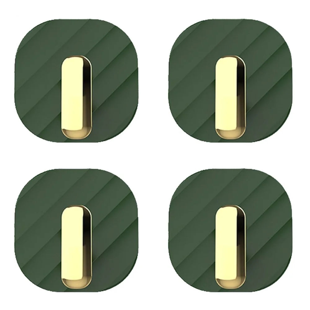YM802 4Pcs Kitchen Bedroom Punch Free Wall Hanger Waterproof Traceless Hook - Green - 1