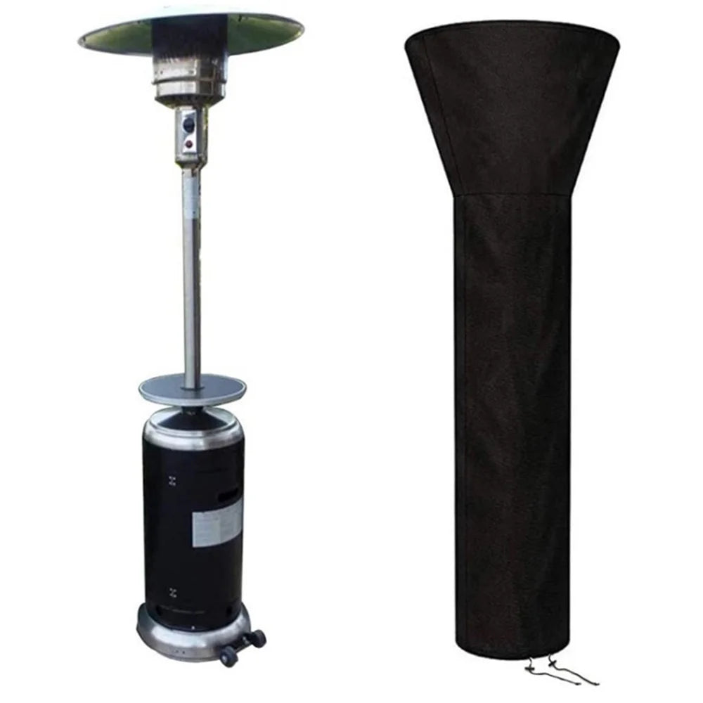 221x85x48cm Waterproof 210D Oxford Cloth Patio Heater Cover Dustproof Pyramid Vertical Outside Protection Cover - Black+Silver - 2