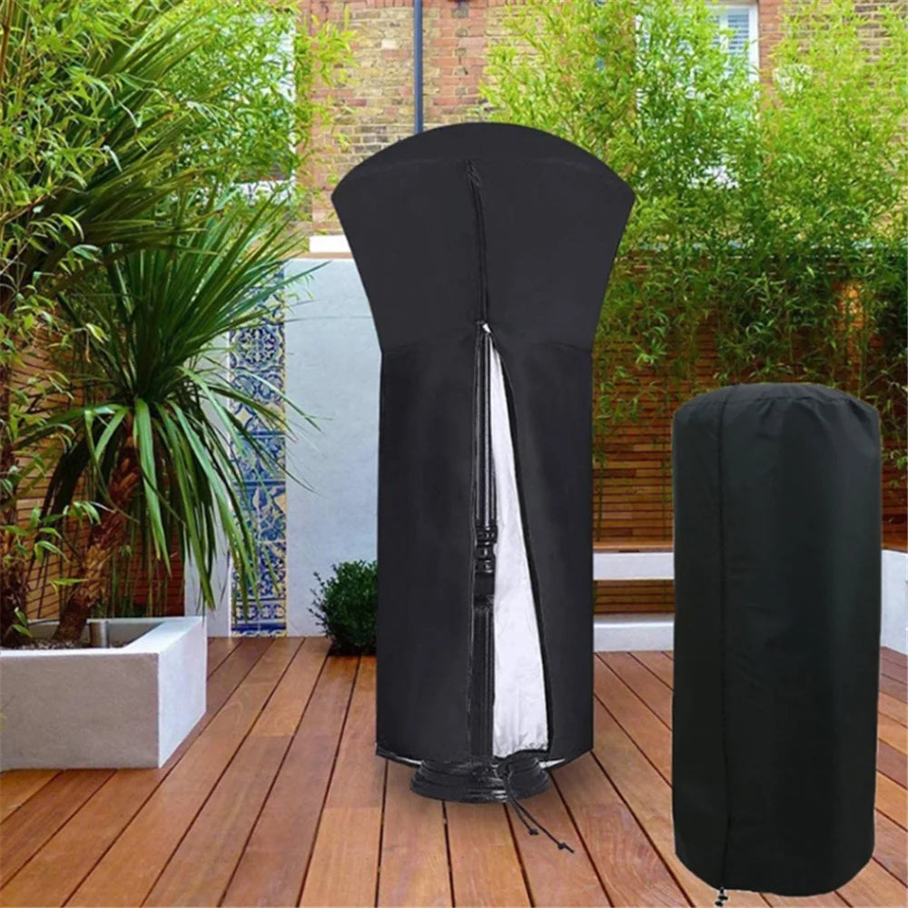 221x85x48cm Waterproof 210D Oxford Cloth Patio Heater Cover Dustproof Pyramid Vertical Outside Protection Cover - Black+Silver - 7