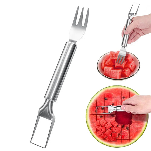 Stainless Steel Dual Head Watermelon Cutter Fruit Fork Kitchen Tool (BPA Free, No FDA) - 1