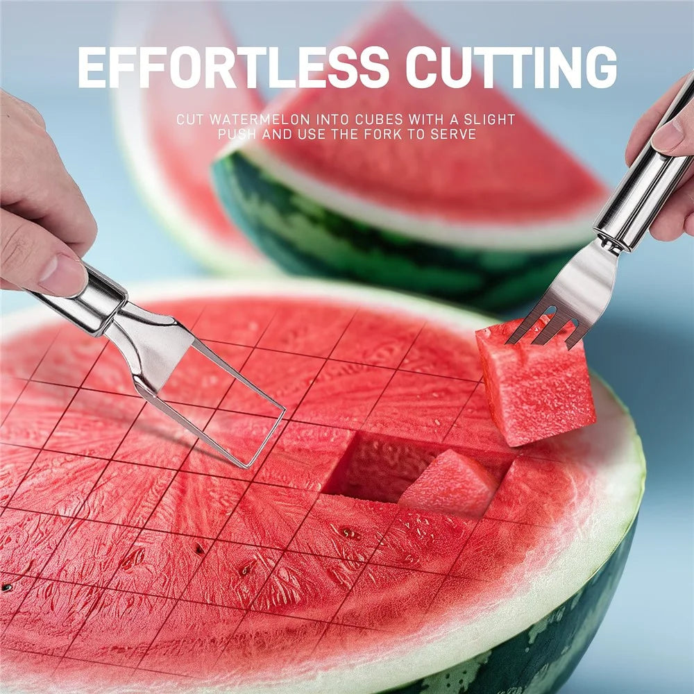 Stainless Steel Dual Head Watermelon Cutter Fruit Fork Kitchen Tool (BPA Free, No FDA) - 2
