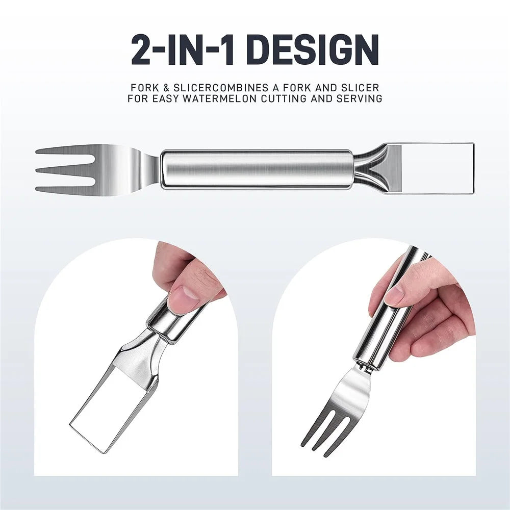 Stainless Steel Dual Head Watermelon Cutter Fruit Fork Kitchen Tool (BPA Free, No FDA) - 3