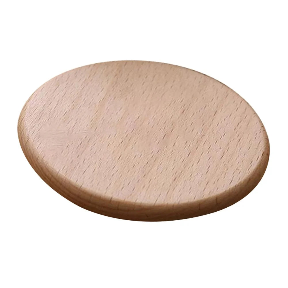 8.8cm Beech Wood Thicken Coaster Kitchen Heat Resistant Cup Mat Pad Dining Table Decor - Round - 1