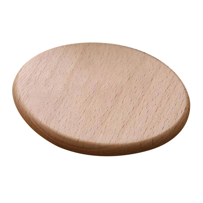 8.8cm Beech Wood Thicken Coaster Kitchen Heat Resistant Cup Mat Pad Dining Table Decor - Round - 1