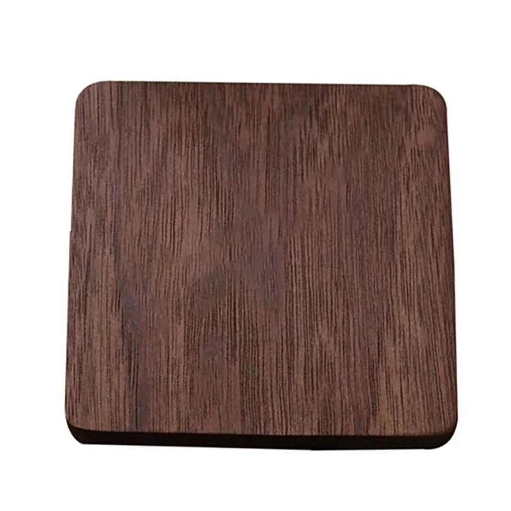8.8cm Black Walnut Wood Thicken Coaster Kitchen Heat Resistant Tea Coffee Cup Mat Insulation Pad Dining Table Decor - Square - 1