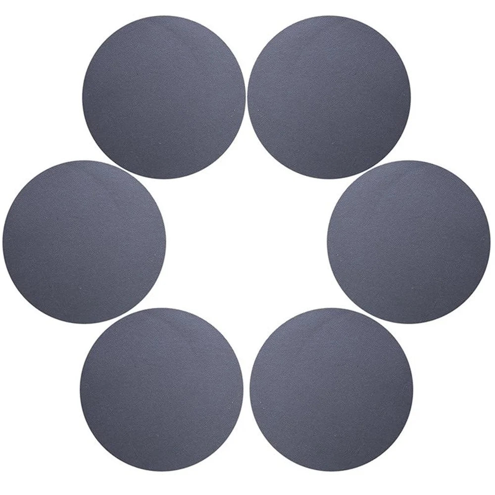 6Pcs PU Leather Coasters Round Heat Resistant Anti-skid Cup Pad Mats Dining Table Decoration - Grey - 1