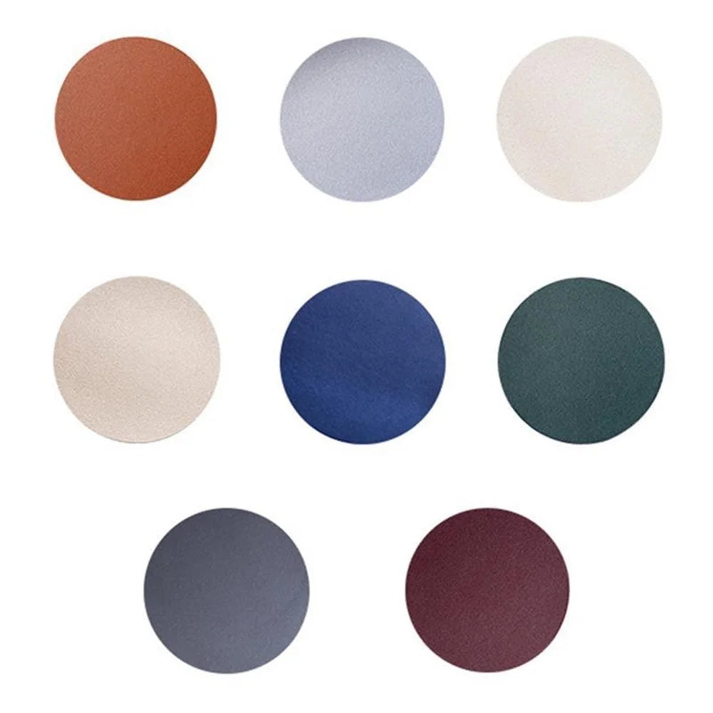 6Pcs PU Leather Coasters Round Heat Resistant Anti-skid Cup Pad Mats Dining Table Decoration - Grey - 6
