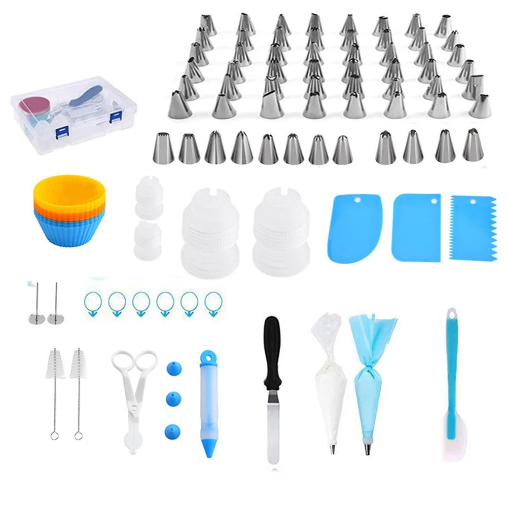 FM002 102Pcs/Set Kitchen Baking Pastry Nozzle Tips Bag Frosting Tool Dessert Cake Decorating Tools Kit (BPA Free, no FDA Certificate) - 1