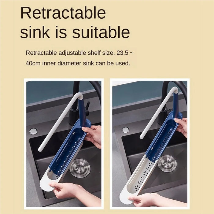 Multifunctional Kitchen Retractable Sink Storage Rack Dishwashing Cloth Sponge Holder Shelf - Green - 3