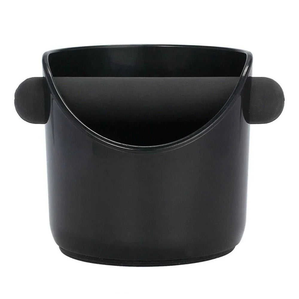 Espresso Knock Box Shock-Absorbent Durable Coffee Knock Box with Removable Bar Non-Slip Base (No FDA, BPA-free) - Black/Straight Port - 1