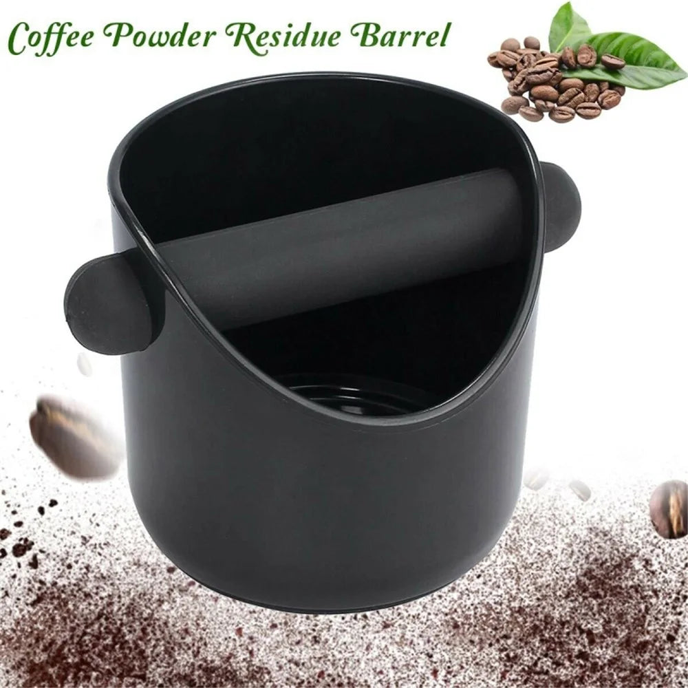 Espresso Knock Box Shock-Absorbent Durable Coffee Knock Box with Removable Bar Non-Slip Base (No FDA, BPA-free) - Black/Straight Port - 2