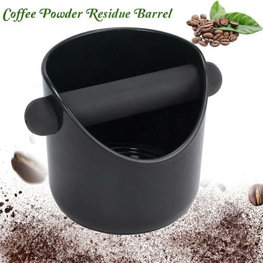 Espresso Knock Box Shock-Absorbent Durable Coffee Knock Box with Removable Bar Non-Slip Base (No FDA, BPA-free) - Black/Straight Port - 2