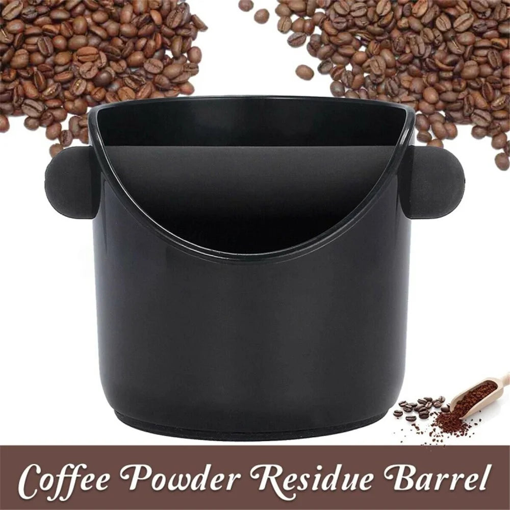Espresso Knock Box Shock-Absorbent Durable Coffee Knock Box with Removable Bar Non-Slip Base (No FDA, BPA-free) - Black/Straight Port - 3