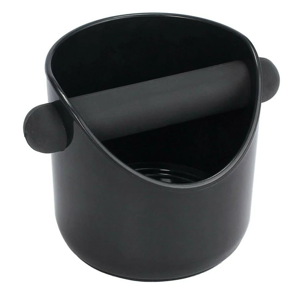 Espresso Knock Box Shock-Absorbent Durable Coffee Knock Box with Removable Bar Non-Slip Base (No FDA, BPA-free) - Black/Straight Port - 5