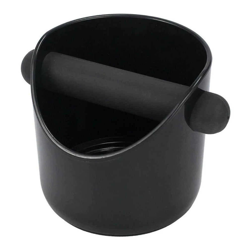 Espresso Knock Box Shock-Absorbent Durable Coffee Knock Box with Removable Bar Non-Slip Base (No FDA, BPA-free) - Black/Straight Port - 6