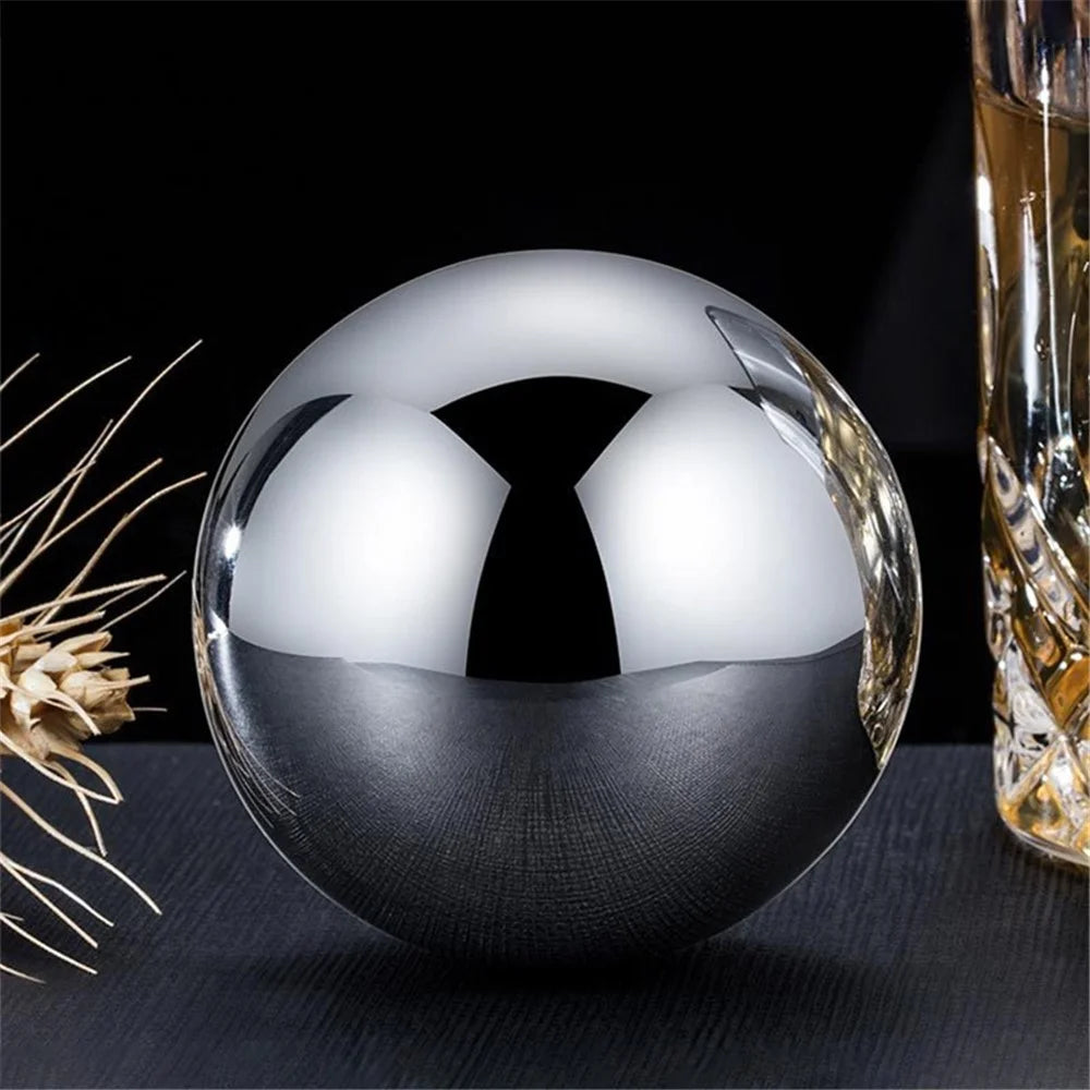 2Pcs 55mm Sphere Whiskey Stone Stainless Steel Rock Tasting Wine Beer Ice Stone Ball-Shaped Bar Cooling Cubes Quick Cooler (FDA Certified) - 3