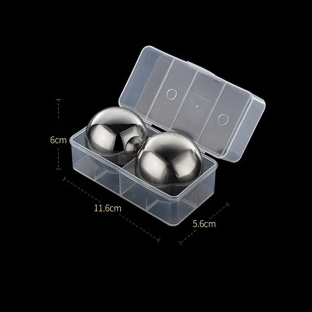 2Pcs 55mm Sphere Whiskey Stone Stainless Steel Rock Tasting Wine Beer Ice Stone Ball-Shaped Bar Cooling Cubes Quick Cooler (FDA Certified) - 5