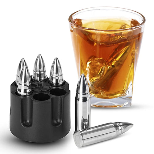 Stainless Steel Bullet Shape Ice Cube Chillers Quick-frozen Whiskey Wine Beer Ice Stones Cooler Kitchen Bar Gadgets (FDA Certified) - 1