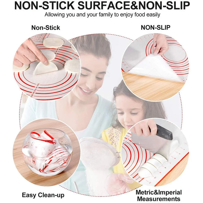 50*70cm Kitchen Reusable Silicone Baking Mat Rolling Dough Mat Non-stick Oven Pastry Tool (BPA-free, No FDA Certificate) - Black - 6