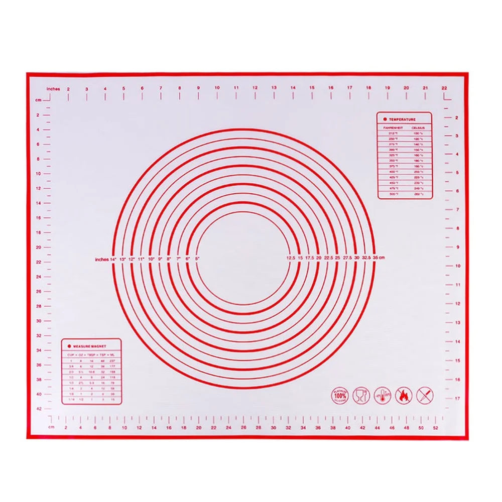 50*60cm Food-grade Silicone Baking Mat Reusable Kitchen Rolling Dough Mat Non-stick Oven Pastry Tool (BPA-free, No FDA Certificate) - Red - 1