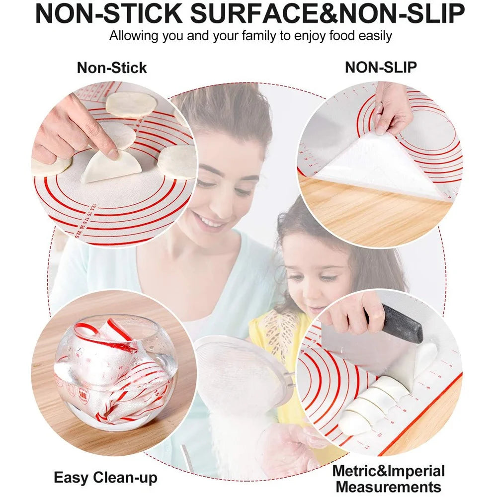 40*60cm Heat Resistant Silicone Baking Mat Rolling Dough Mat Non-stick Oven Pastry Tool (BPA-free, No FDA Certificate) - Black - 6