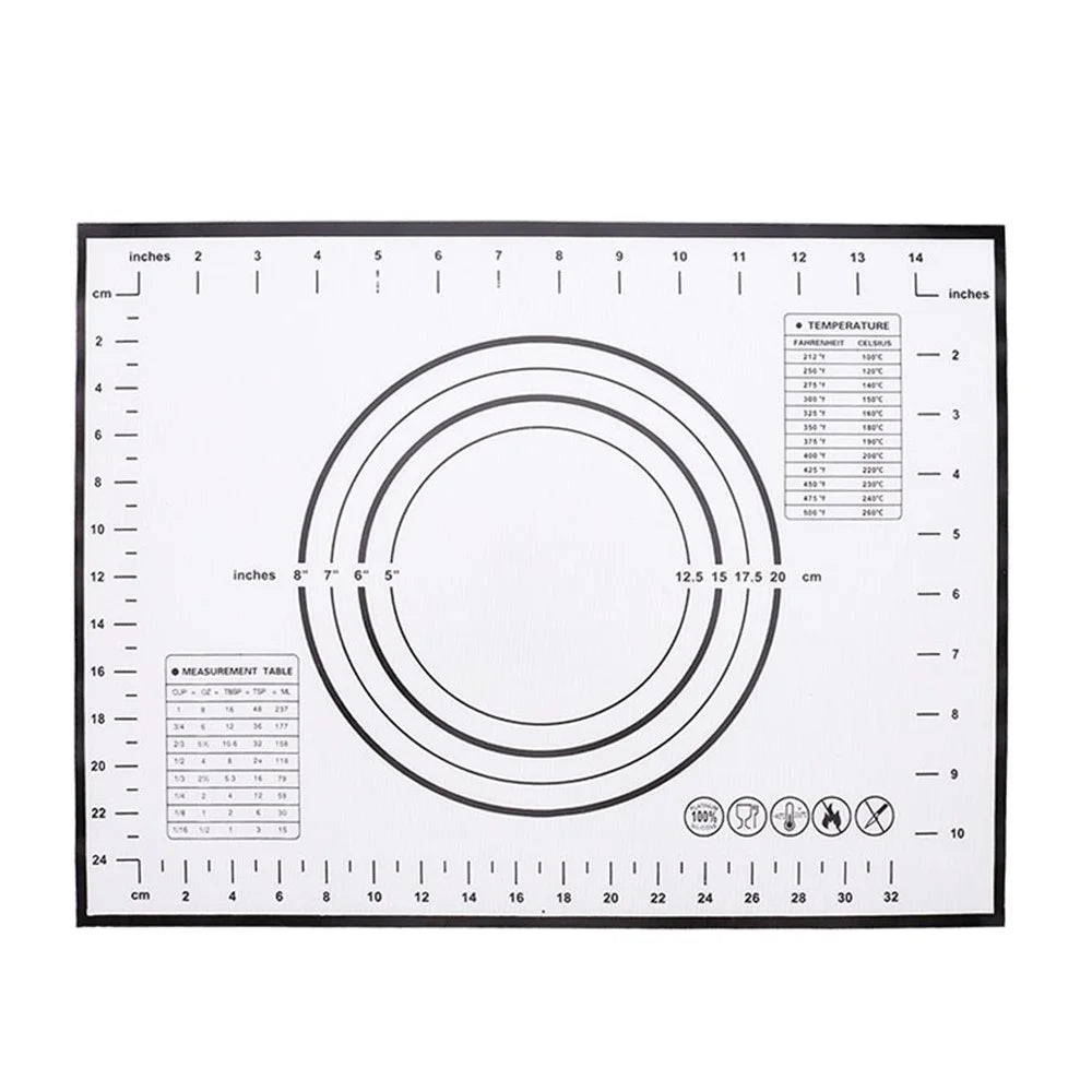 30cmx40cm Food-graded Silicone Mat Non-slip Kitchen Baking Cookies Pizza Pad with Measurement Scale (BPA-free, No FDA Certificate) - Black - 1