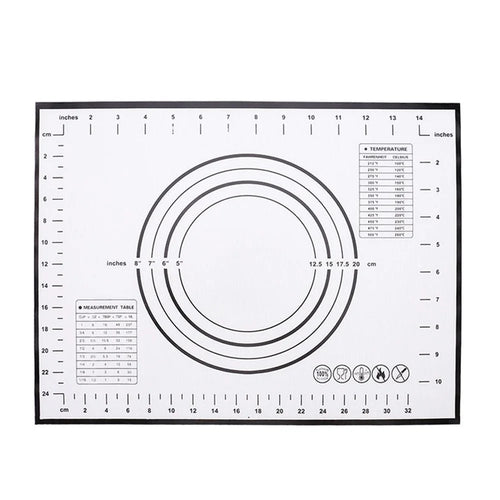 30cmx40cm Food-graded Silicone Mat Non-slip Kitchen Baking Cookies Pizza Pad with Measurement Scale (BPA-free, No FDA Certificate) - Black - 1