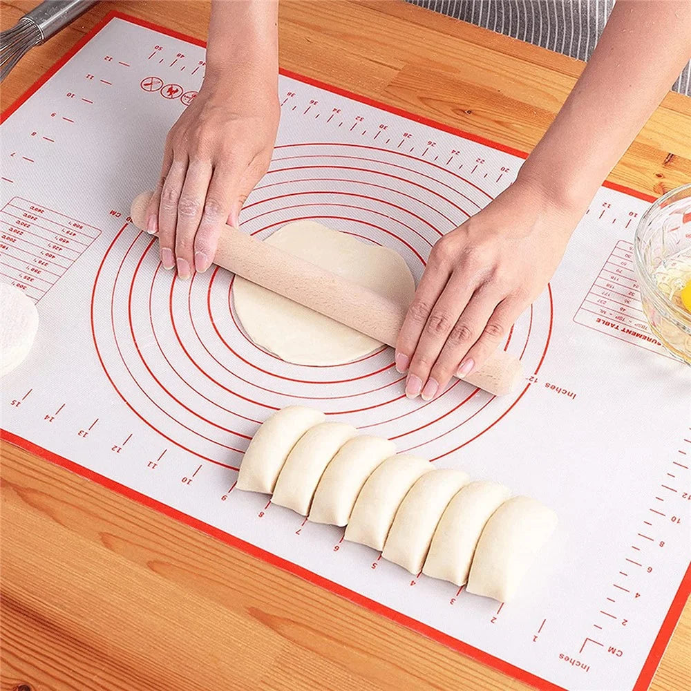 26cmx29cm Baking Mat Non-slip Silicone Kitchen Cookies Pizza Pad with Measurement Scale (BPA-free, No FDA Certificate) - Red - 6