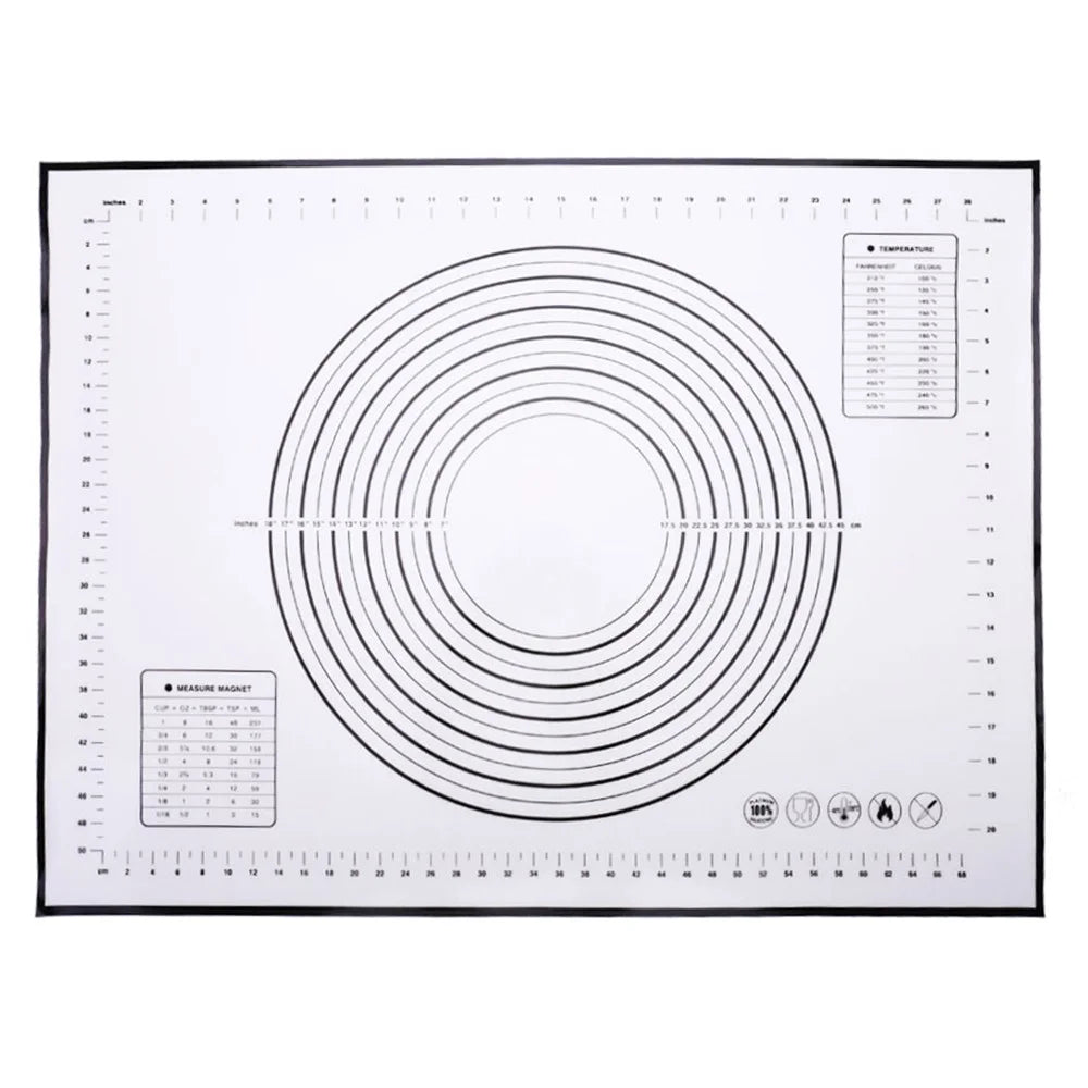 60cmx80cm Silicone Baking Mat Measurement Scale Knead Dough Kitchen Cake Pad (BPA-free, No FDA Certificate) - Black - 1