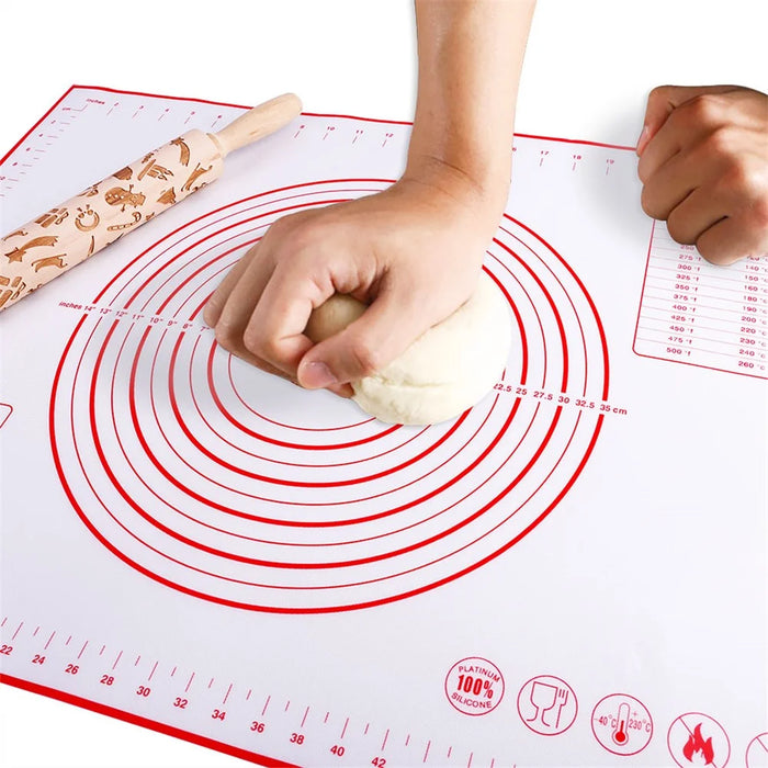 60cmx80cm Silicone Baking Mat Measurement Scale Knead Dough Kitchen Cake Pad (BPA-free, No FDA Certificate) - Black - 6