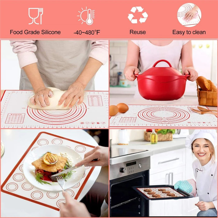 60cmx80cm Silicone Baking Mat Measurement Scale Knead Dough Kitchen Cake Pad (BPA-free, No FDA Certificate) - Black - 7